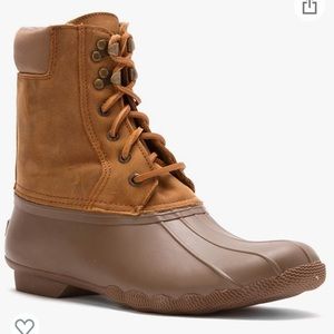 Sperry Shearwater Rubber Duck Rain Boots 9 Waterproof Snow Greige Tan Suede